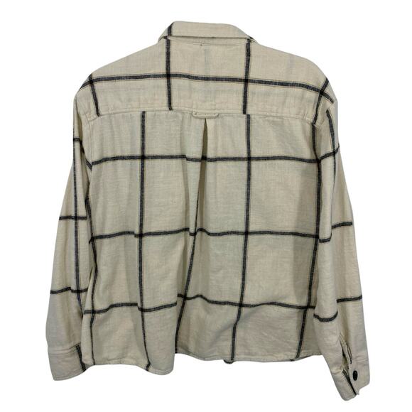 Maurices Boxy Cabin Plaid Flannel Shirt Plus size XXL Ivory Long Sleeves Button - Picture 3 of 8